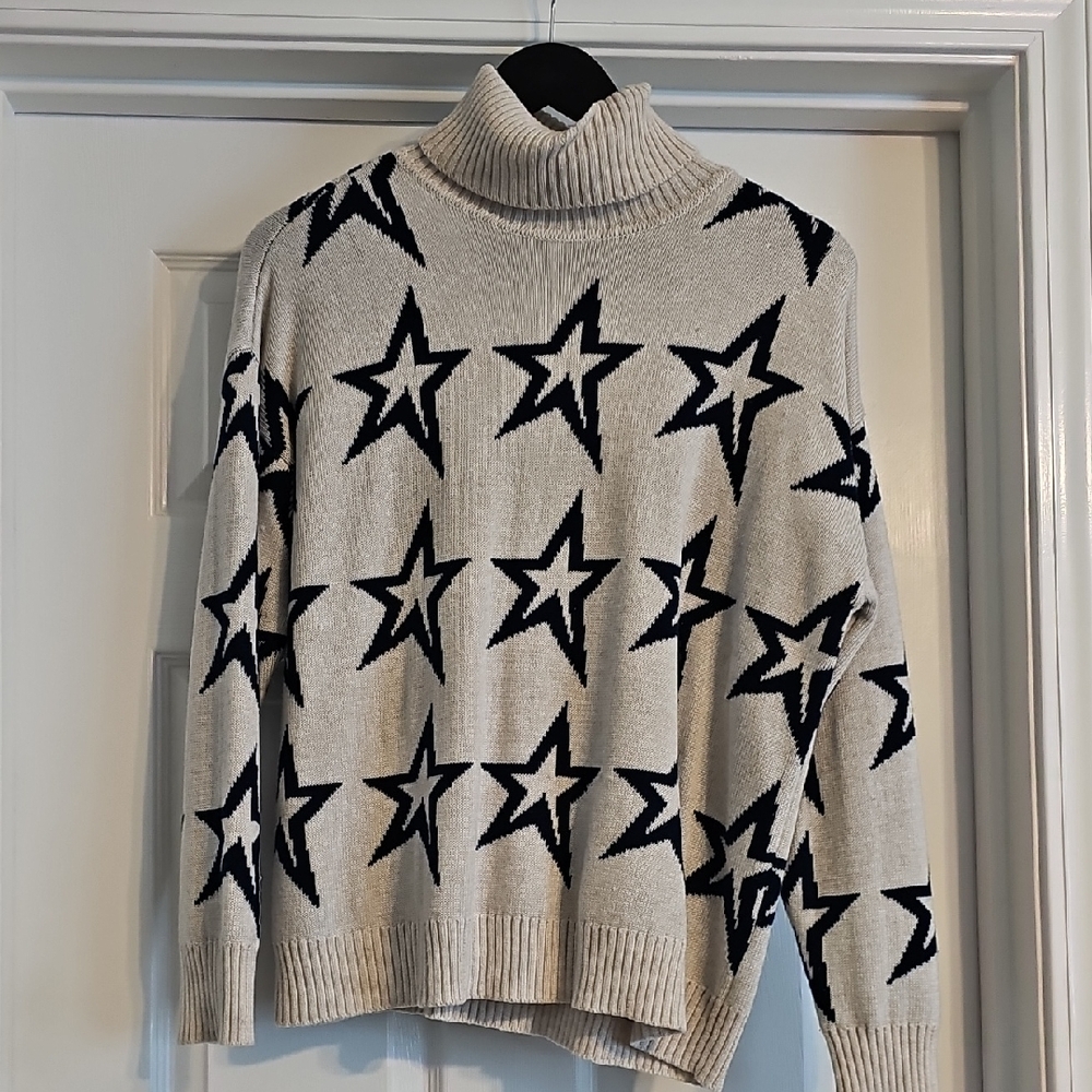 ANTONIO MELANI Cream and Black Star Turtleneck Sweater